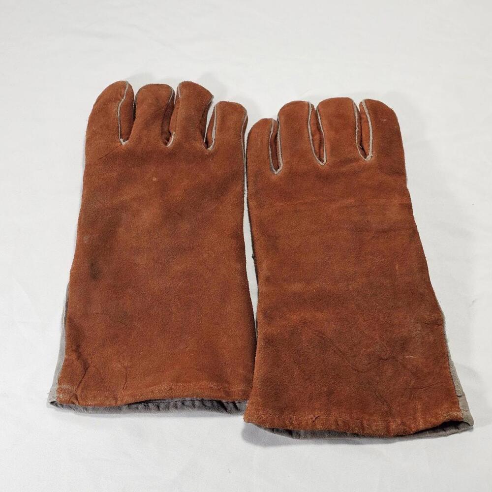 Leather Safety Genuine Cowhide Work Welding Gloves Ranch Worker - Picture 3 of 9